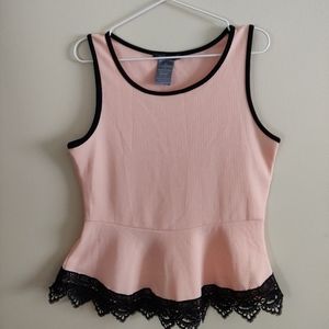 Sleeves Pink Peplum Top
